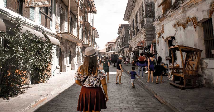 a woman walking on the street